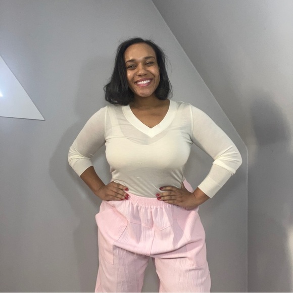 Vintage ballerina pink elastic waist cotton blend comfy lightweight ankle pants - Picture 14 of 14